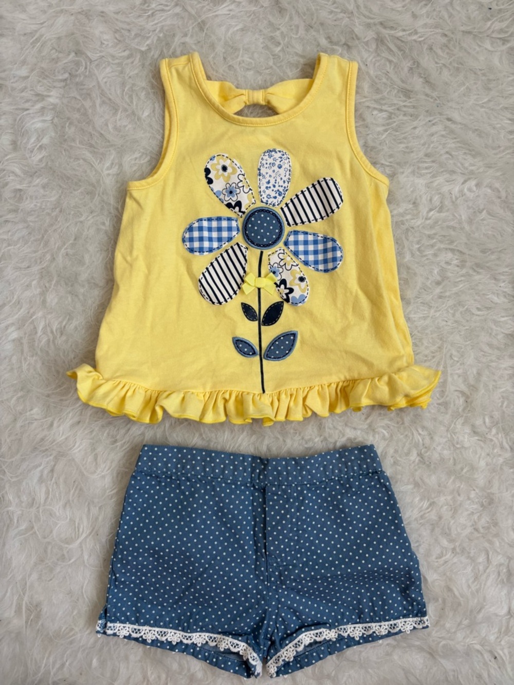 Kids Headquarters Girls’ Yellow & Blue Floral Patchwork Matching Summer Set